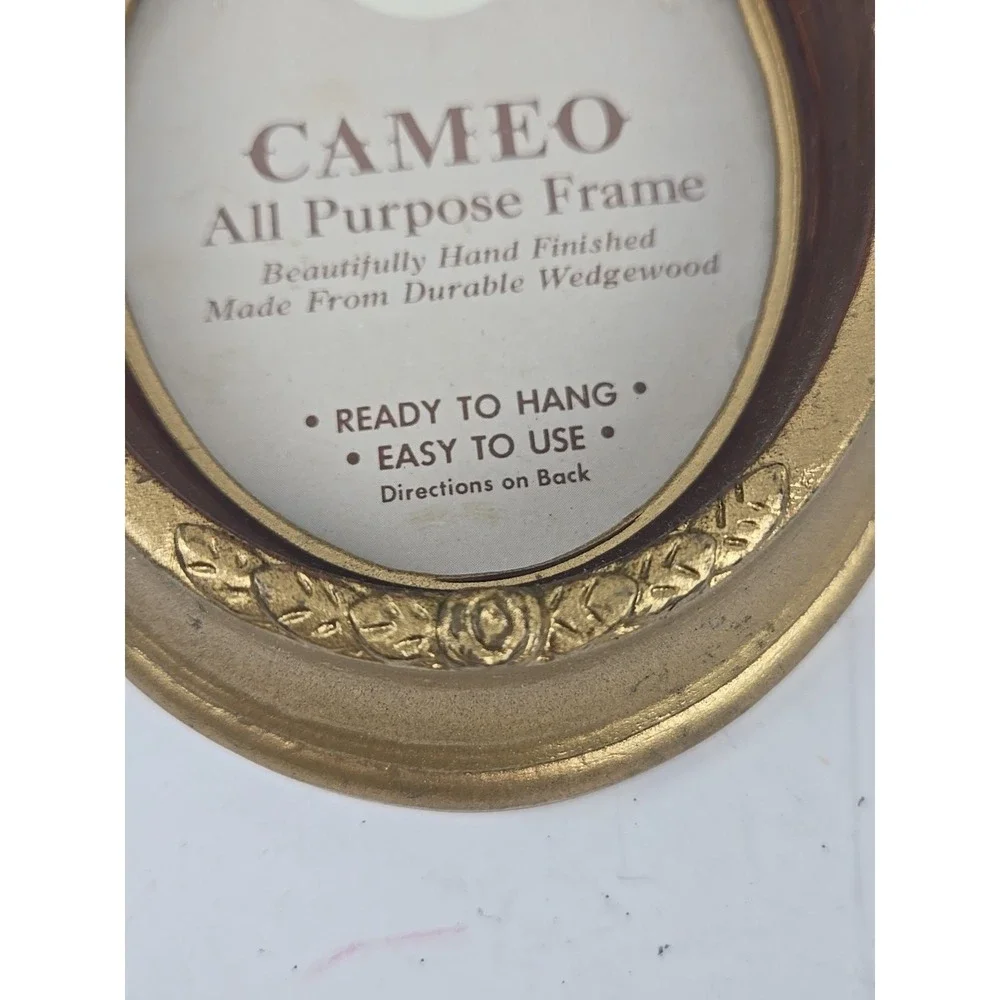 Lot of 3 Cameo Art Deco Gold Wedgewood Oval Hanging Picture Frames 3.25x4.25